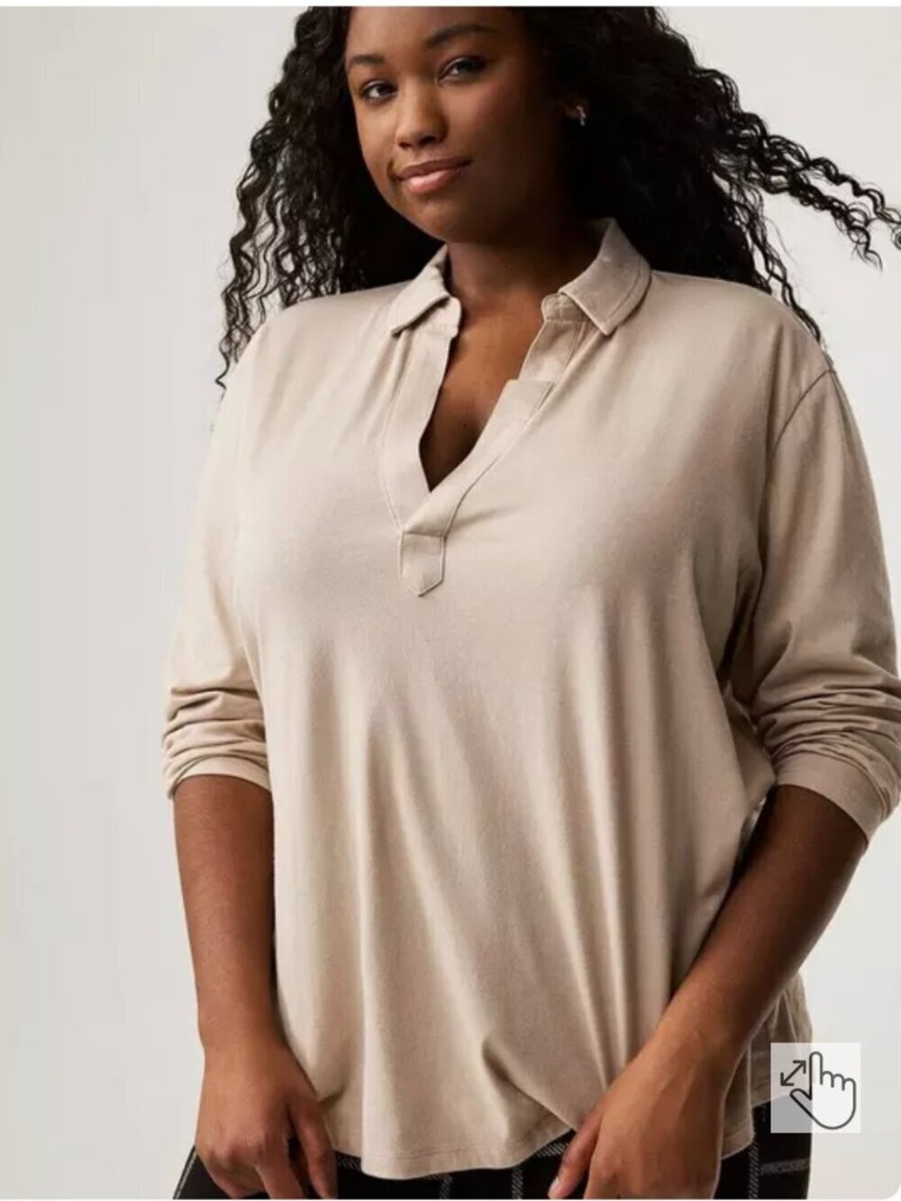 Torrid Size 1 Heritage Jersey Collared Tee Neutral Tan Basic Minimal Cotton 1X